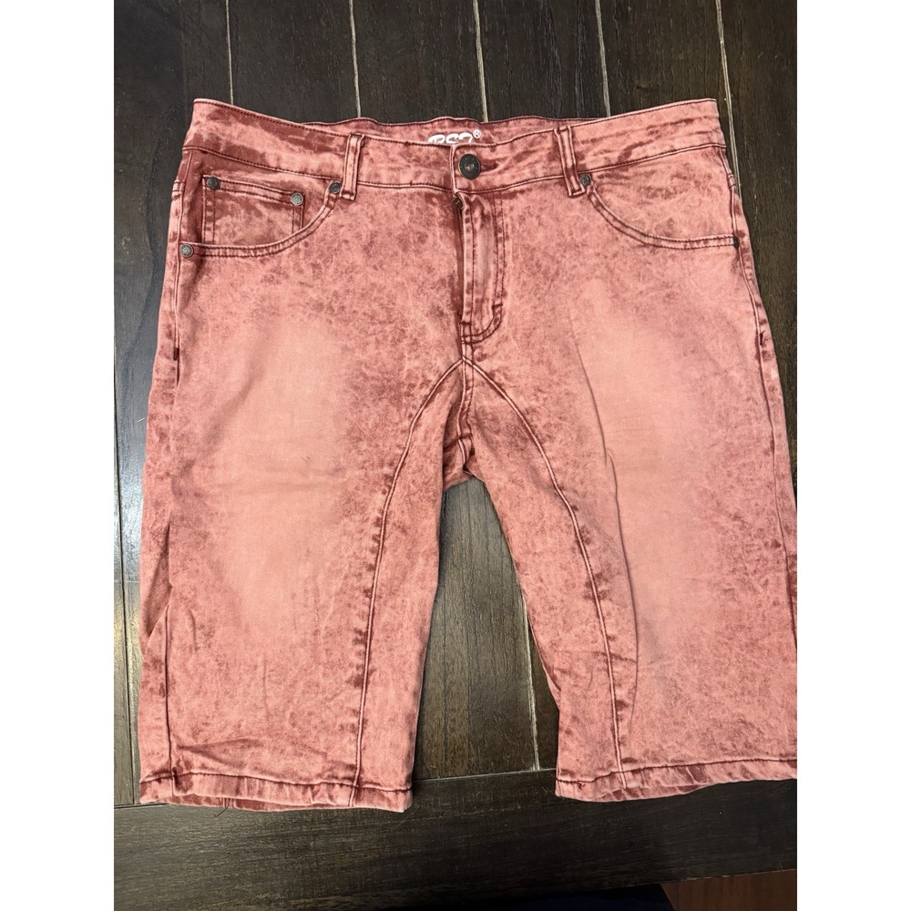 RS7 Royal Seven Men's 34 Red Acid Wash Denim Jorts Y2K Skater Shorts